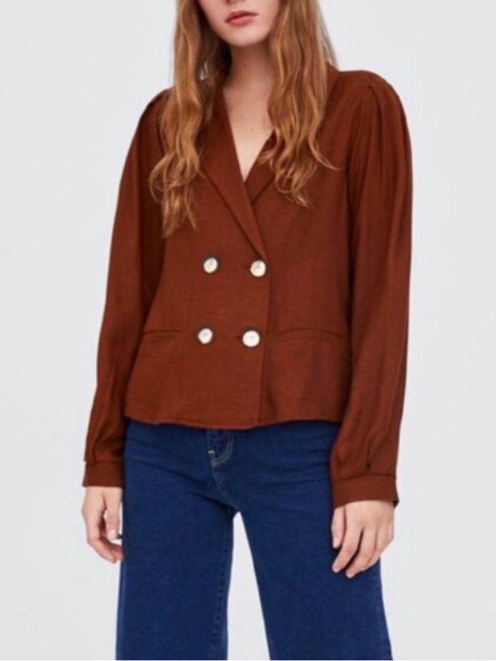 Women’s Double-Breasted Rust Blazer Jacket